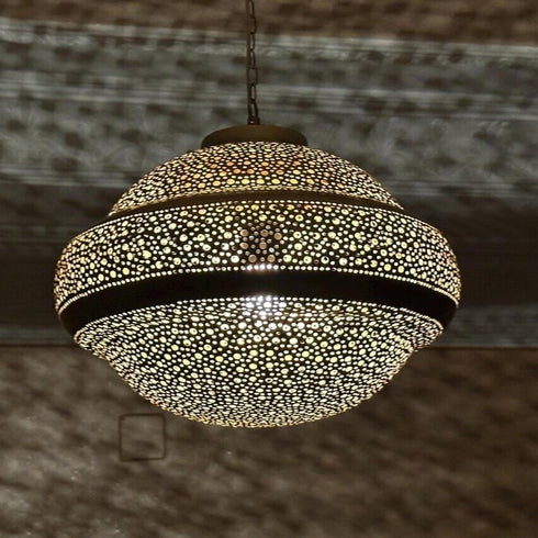 Handmade Moroccan Brass Pendant Light – Boho Ceiling Fixture (PL 1065)